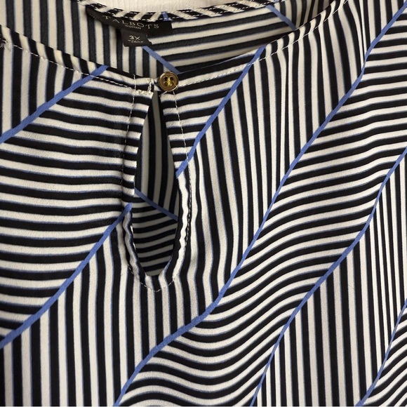 Talbots Women Blue, Black, and White Striped Blouse Size 3X Plus GUC - Picture 3 of 6